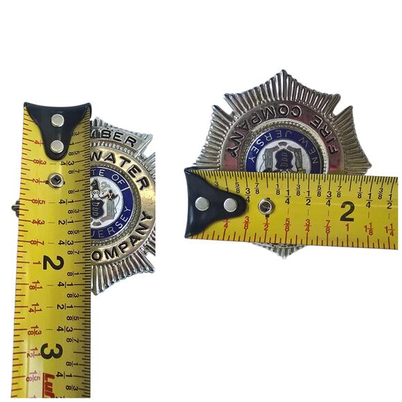 Vintage Firefighter Badge DeepWater Fire Co New Jersey Silver Tone Metal Pin NJ - Picture 2 of 4